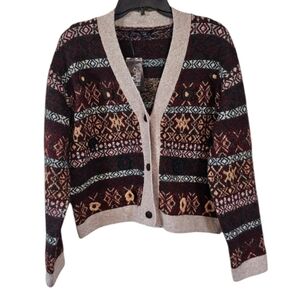 Buffalo David Bitton Brecken Button Down Cardigan Florl Knit Southwestern